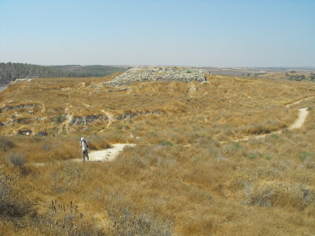 The foundation of the central fortress structure at Lachish. (Photo by Luke Chandler)