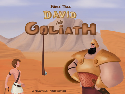 This nice image for iPad also puts David and Goliath in the desert. (Image by TabTale LTD)