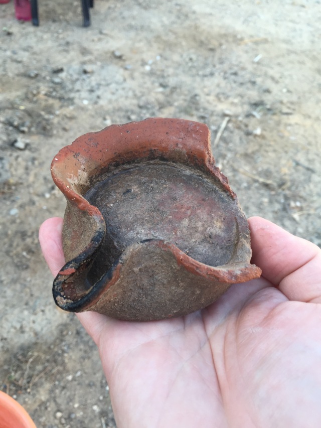 A mostly-intact oil lamp from the time of the biblical kings. These kinds of lamps were typical light sources in all kinds of buildings. (Photo by Luke Chandler)